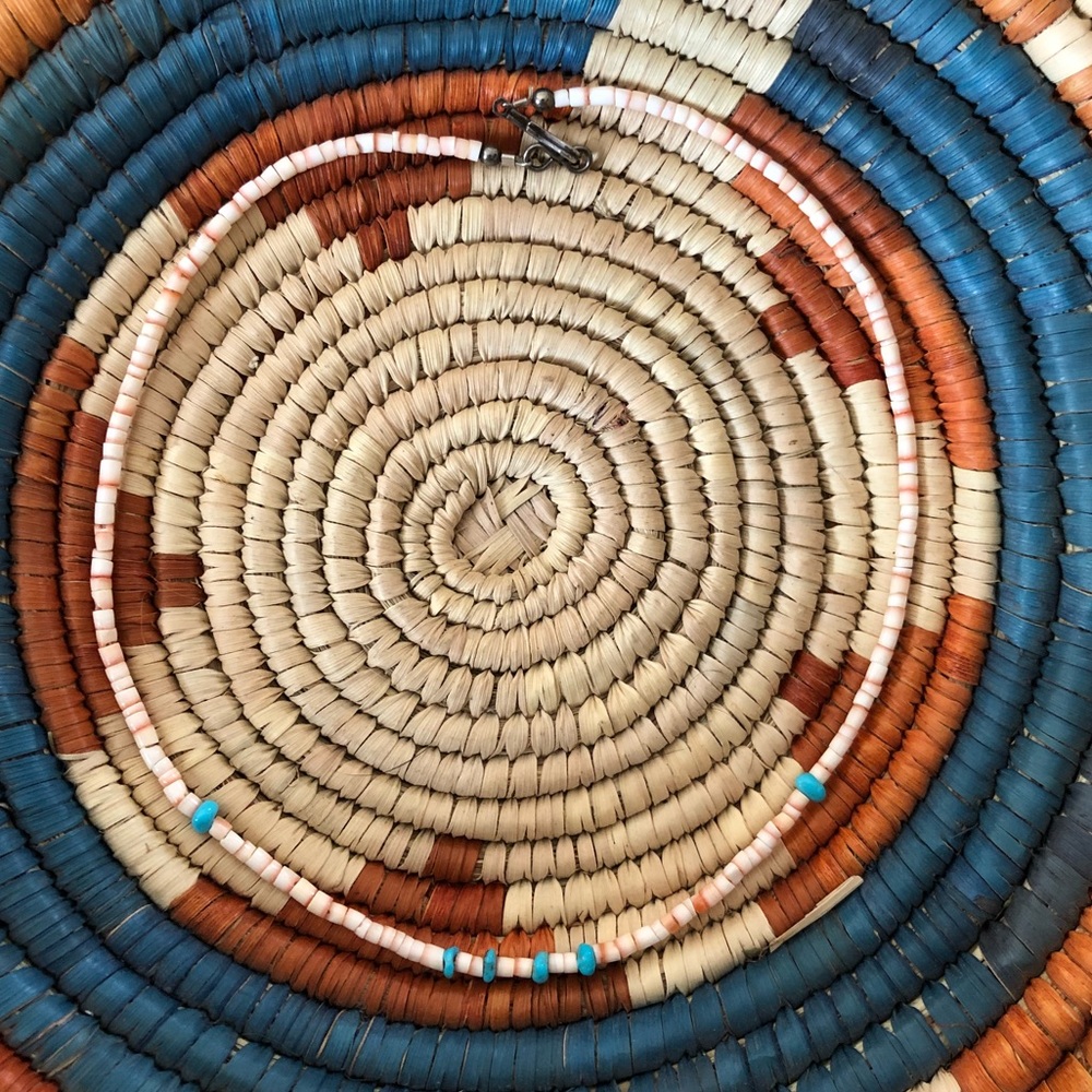 Turquoise and Melon Shell Choker